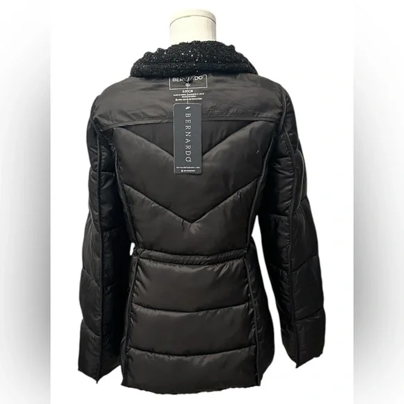 🆕 Bernardo Tweed Puffer Coat Jacket Black Shimmer Women’s Size Small NWT - Picture 6 of 8